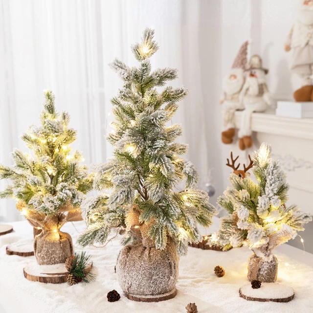 Burlap Wrapped Frosted Christmas Tree