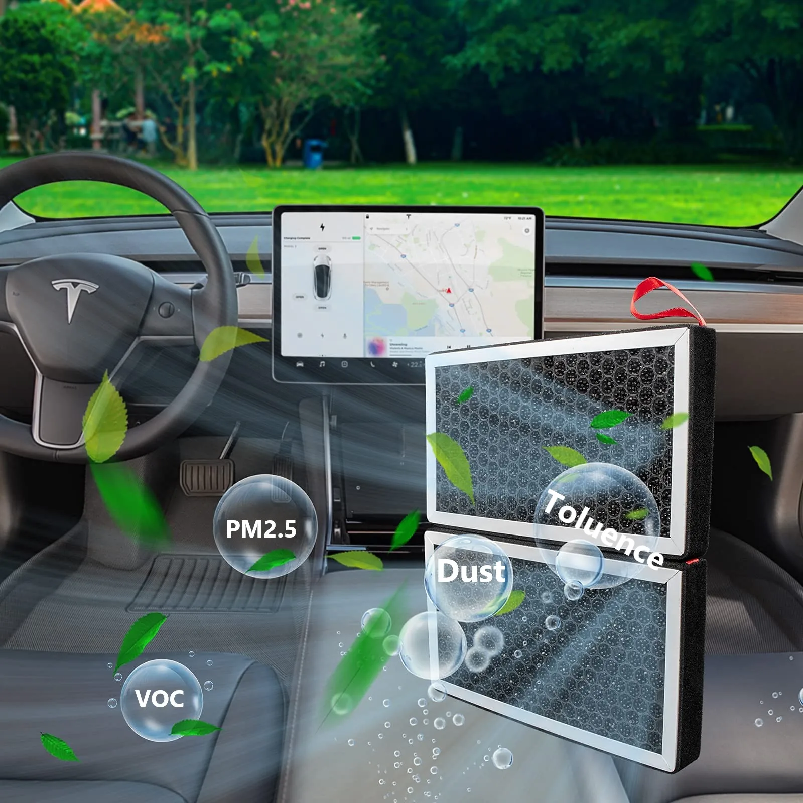 

For Tesla Model 3 Model Y 2022 HEPA Activated Carbon Air Filter 2 Pieces Set Air Conditioner Filter Element Replacement