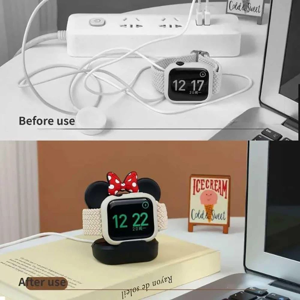 Apple Watch Charger Stand, Apple Watch Charging Bracket: Silicone Charger Stand for Apple Watch Series 10 9 8 7 6 5 4 3 2 SE Bracket iWatch 46mm 42mm Night Dock Charging Desktop Holder