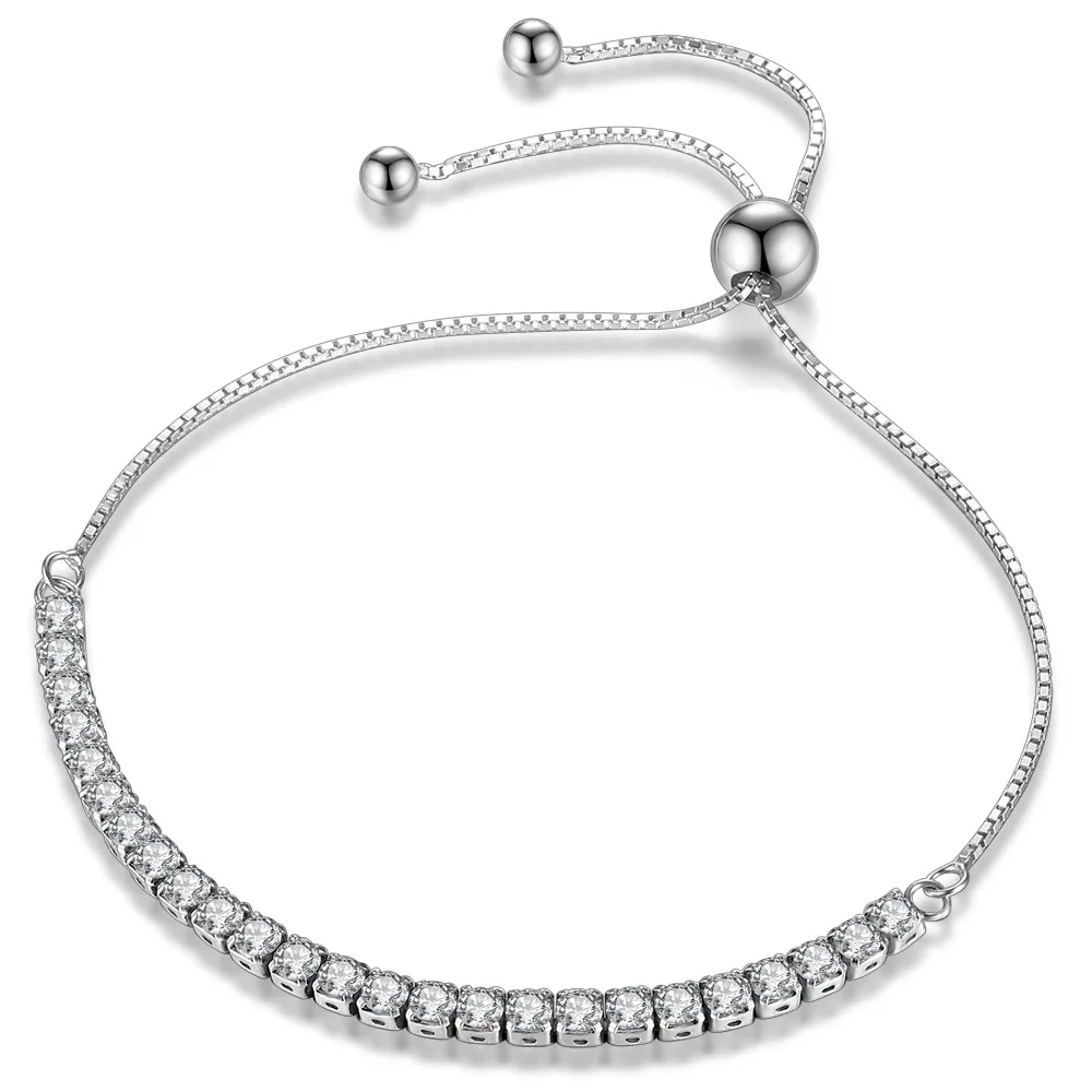 Bracelet Tennis Argent Massif Exploit – Zircons Cubes, Longueur Ajustable 16-21cm, Neuf
