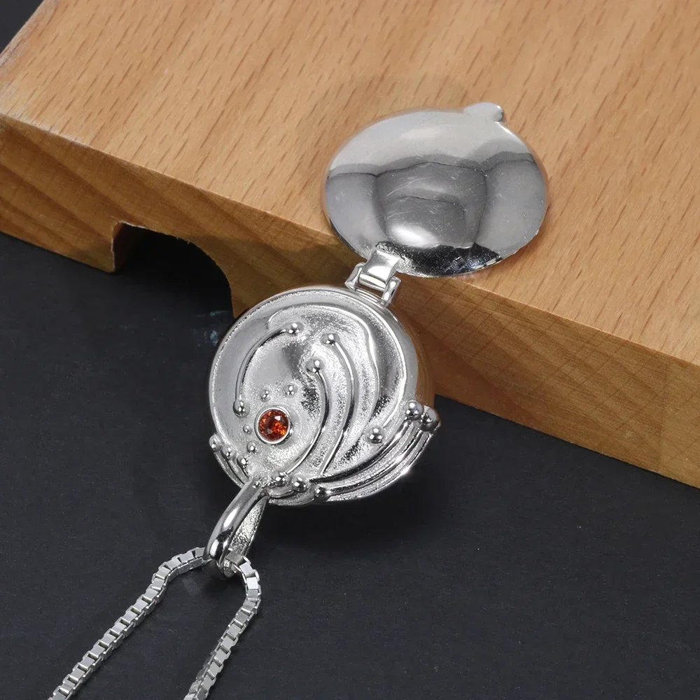 925 Sterling Silver Verbena Elena Necklace Pendant Jewelry Retro Setting Zircon Gemstone Girlfriend Gift