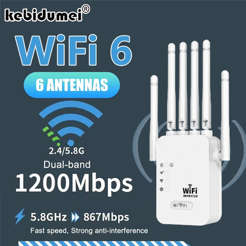 

1200Mbps Wireless WiFi Repeater 2.4G 5G Dual-band WiFi Amplifier WPS Router WIFI Range Extender Long Range Network Booster