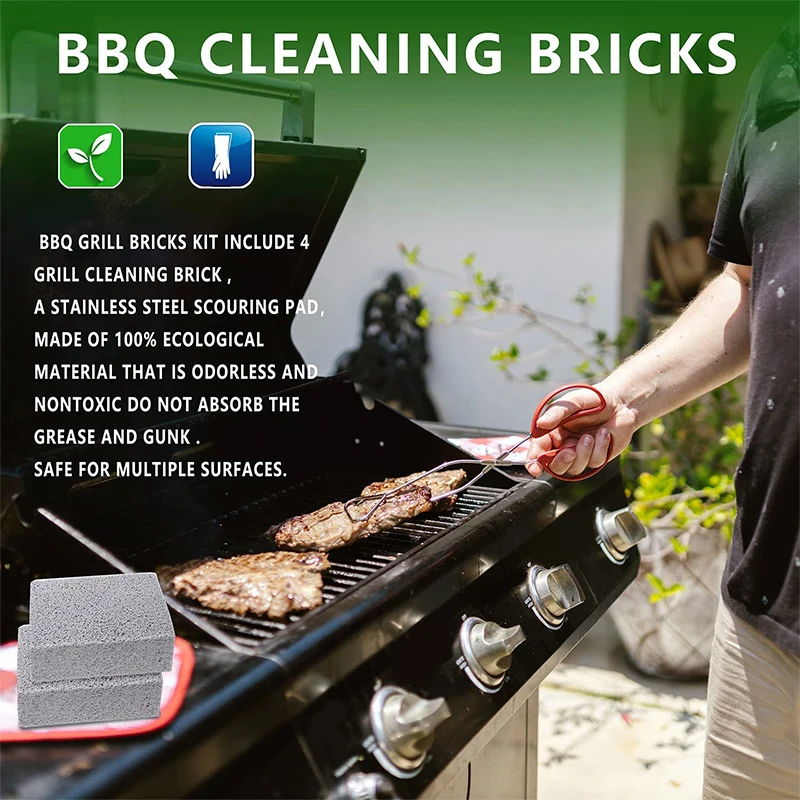 LMETJMA Grill Griddle Cleaning Brick Block Ecological Grill Cleaning Brick De-Scaling Stone for Removing Stains JT62