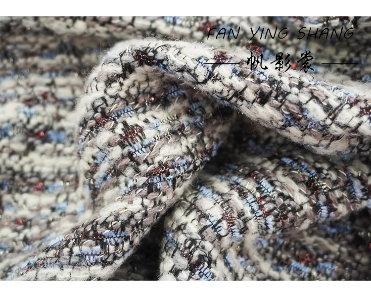 Description Picture 3 of item2025 Fashion Grayish Blue Whisper Wool Tweed Fabric For Coat Telas Costura Tissus Couture Ñ‚ÐºÐ°Ð½ÑŒ Sewing Stoffe Tecido Cloth
