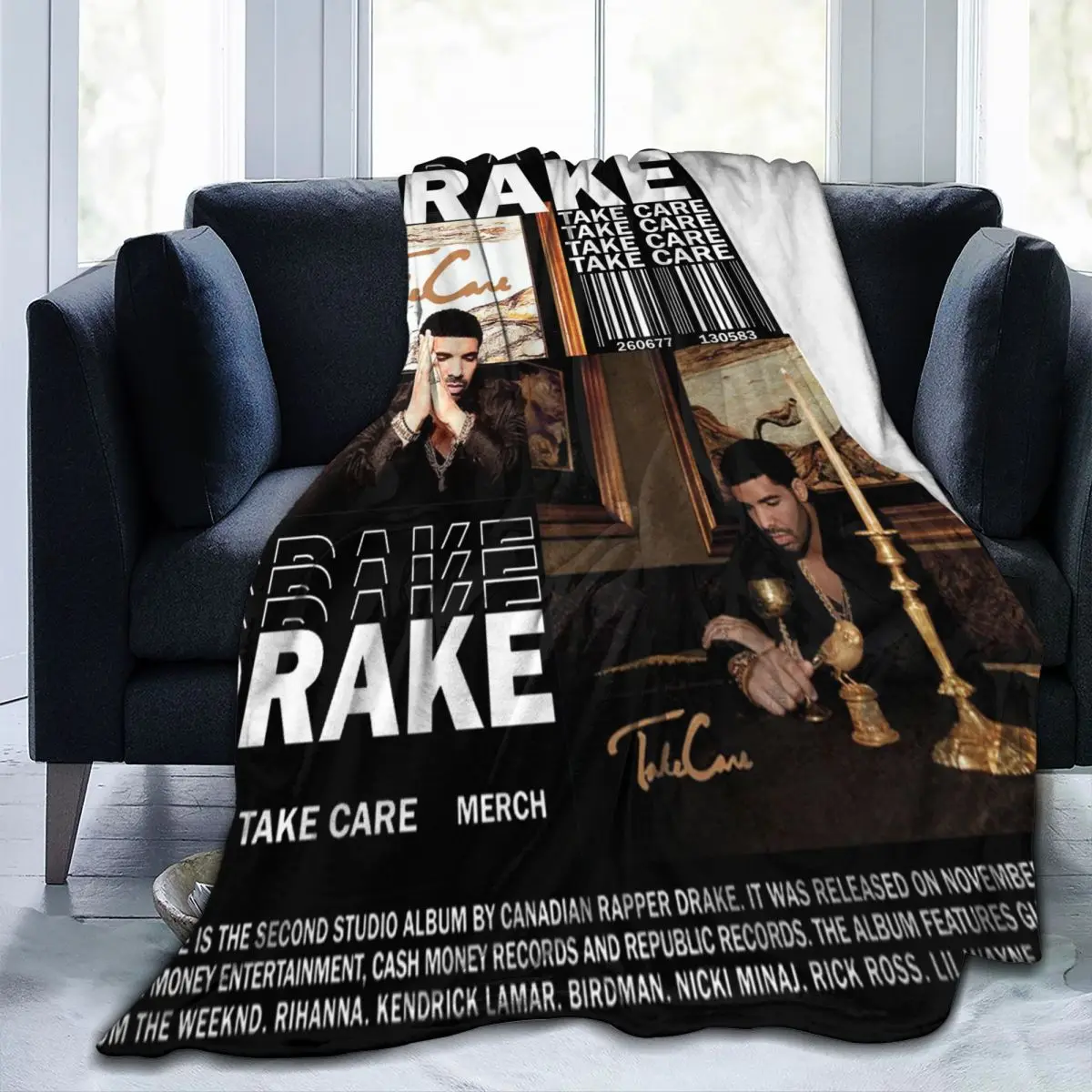 Drake Take Care Album Blankets Flannel Printed Hip Hop Rapper Drizzy Cozy Soft Throw Blankets for Bedding Office Rug Piece 5