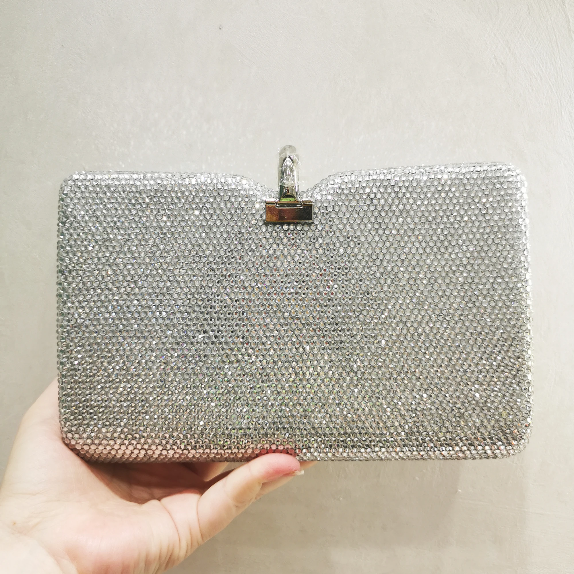 Sparkling Silver Box Clutch