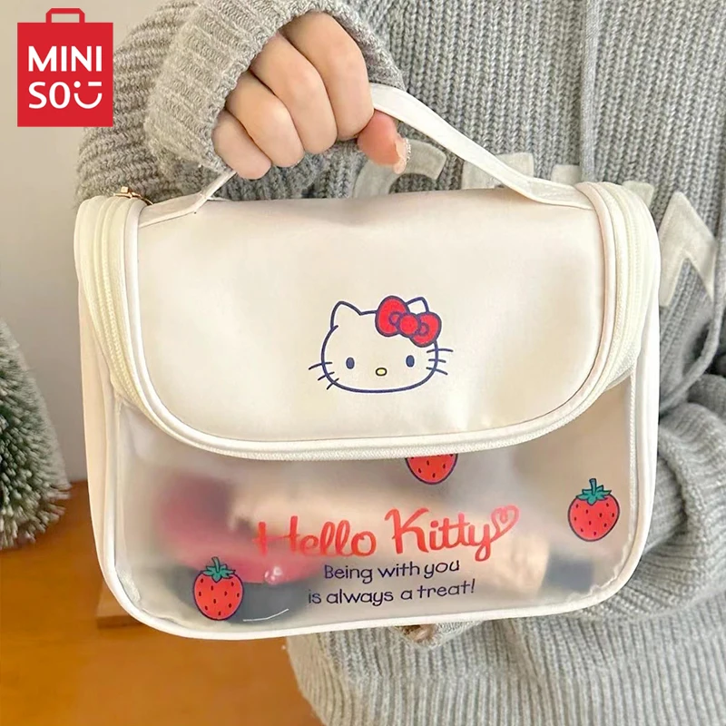 

Miniso Hellokitty Kawaii Makeup Bag Large Capacity Women Cosmetics Waterproof Travel Toiletries Translucent Skincare Storage Bag