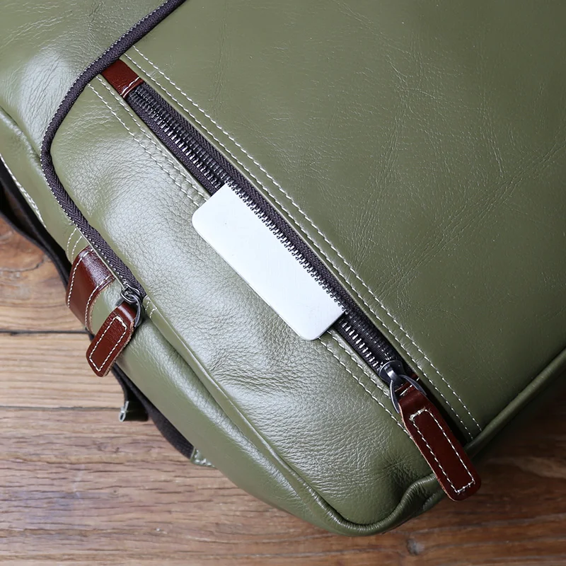 حقيبة ظهر من الجلد الطبيعي للرجال ، حقيبة كمبيوتر محمول بسيطة وعصرية مقاس 15 بوصة على شكل كتاب بطبقات من جلد البقر