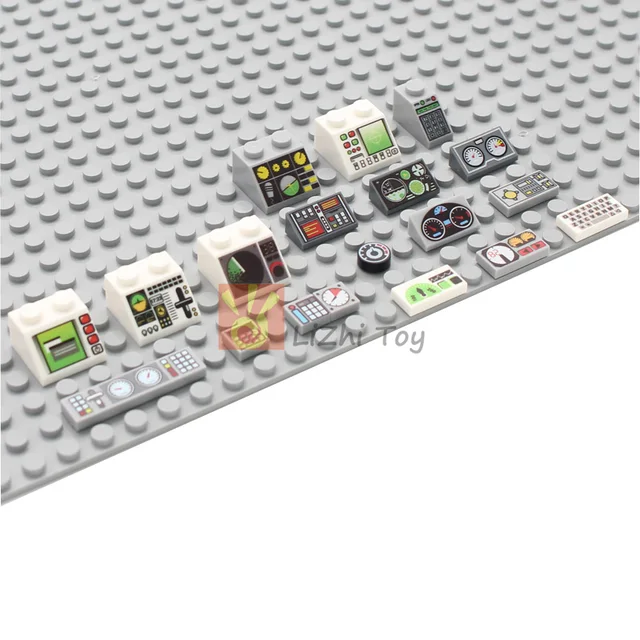 20pcs Printed Tile Instrument Meter Dash Keypad Control Center Panel Building Blocks Bricks Compatible with 85984 3039 3070 3069 3