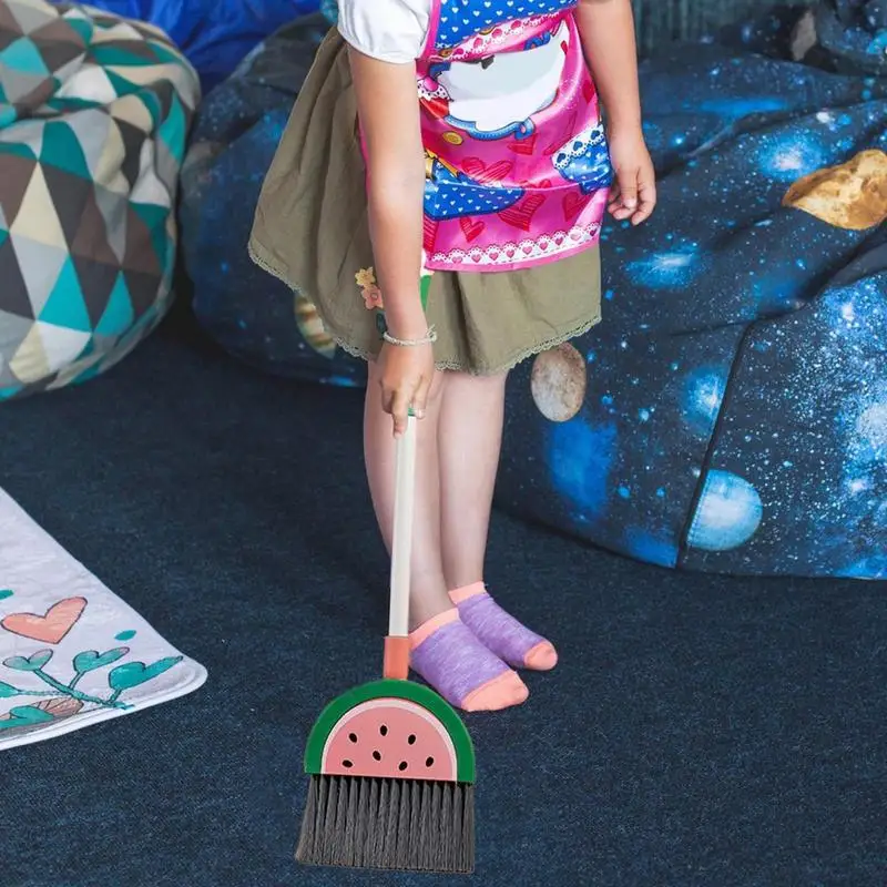 Small Broom With Dustpan For Kids Fruit Design Cleaning Tool Little Housekeeping Helper Set House Cleaning Tools For Boys And 3