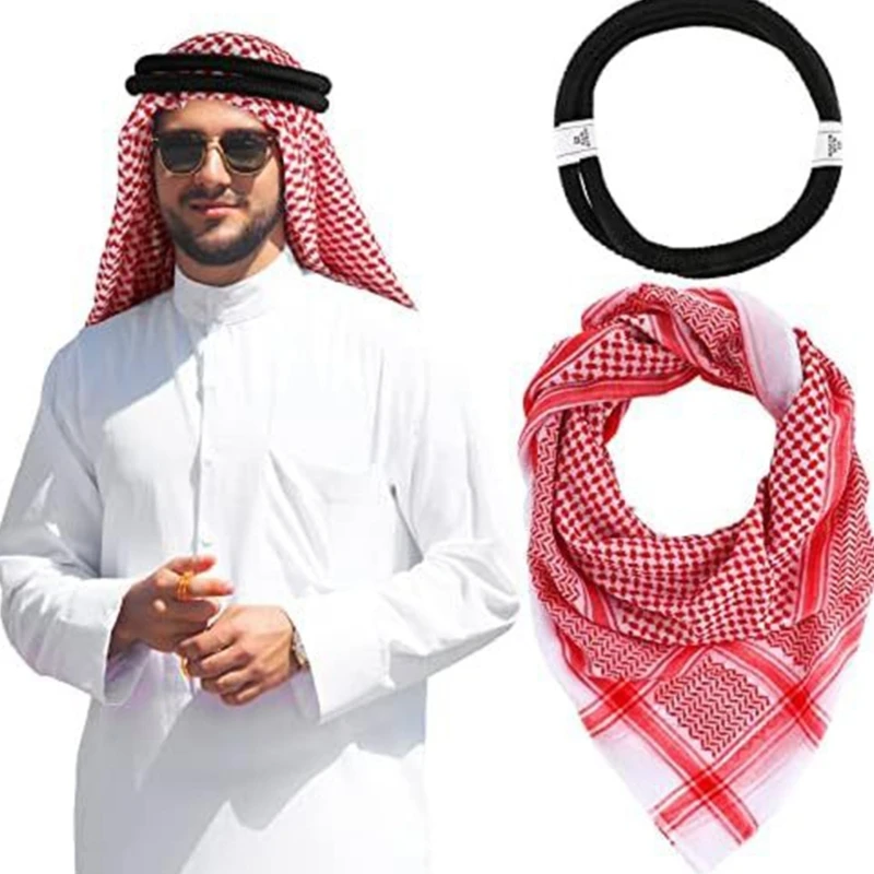 1 세트 아랍 스카프 하이틴 전술적으로 헤어 밴드가있는 Shemagh 스카프 야외 전술적으로 Keffiyeh 스카프 다목적 Headscarf