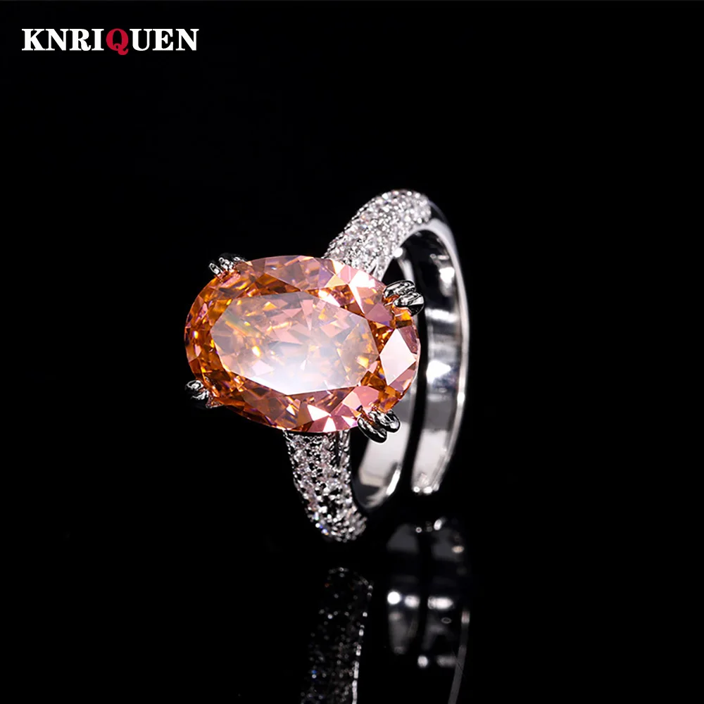 Charms Iced Cut Ovale 10*14Mm Ametista Topazio Smeraldo Anelli Anello Nuziale Con Diamanti Ad Alto Tenore Di Carbonio Per Le Donne Cocktail Party Gioi