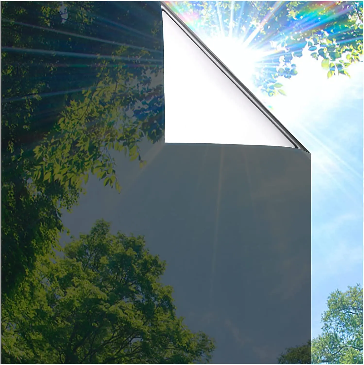 

One Way Window Film Privacy, Window Tinting Film Reflective Mirror Privacy Sun Blocking Heat Control Anti UV Self Adhesive Film