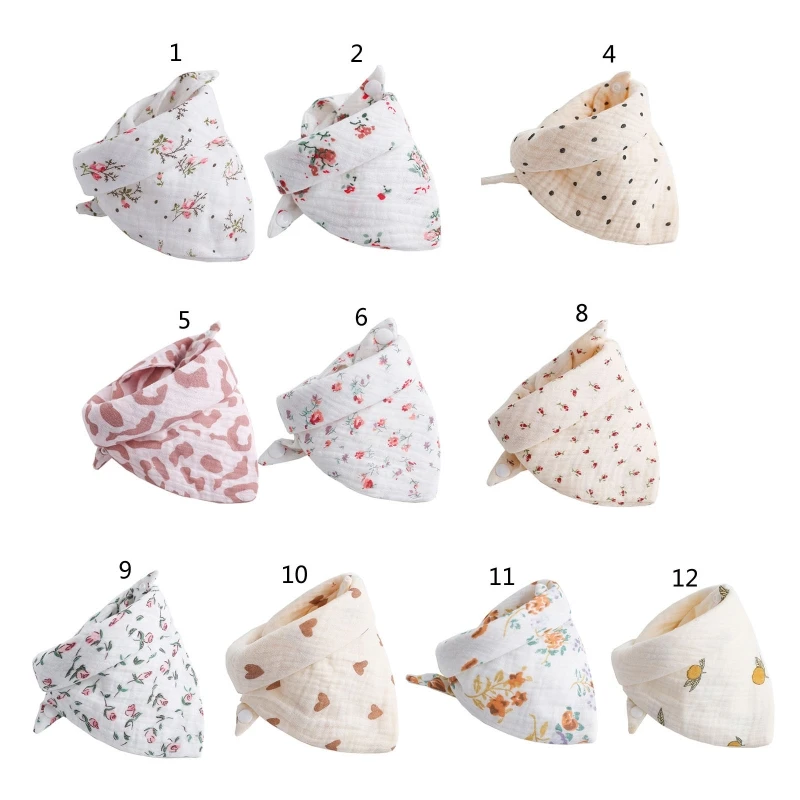 

for Triangle Baby Bib Cotton Cartoon Flower Saliva Towel Feeding Apron Supplies 40JC