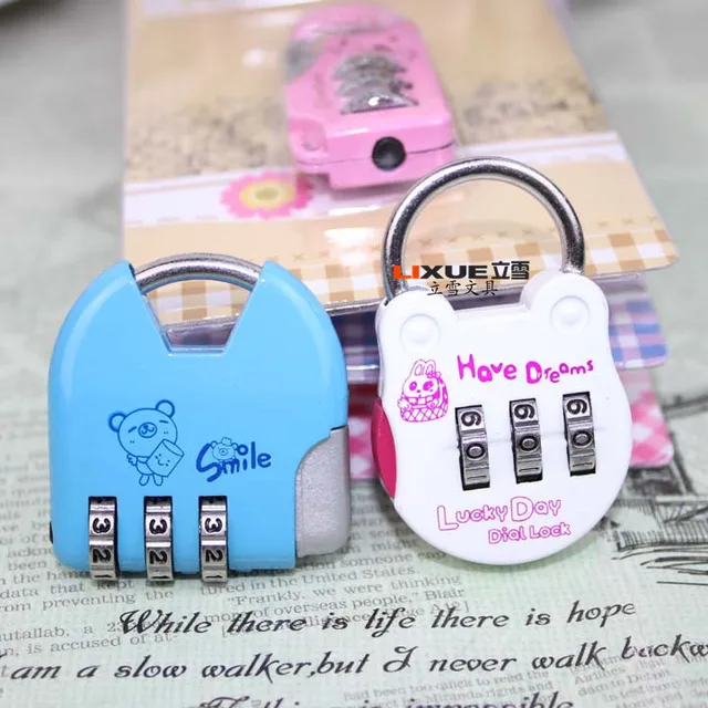 Children's Password Lock Security 3 Number Digit Password Random Combination Luggage Lock Gym Wardrobe Drawer Lock Lock 5
