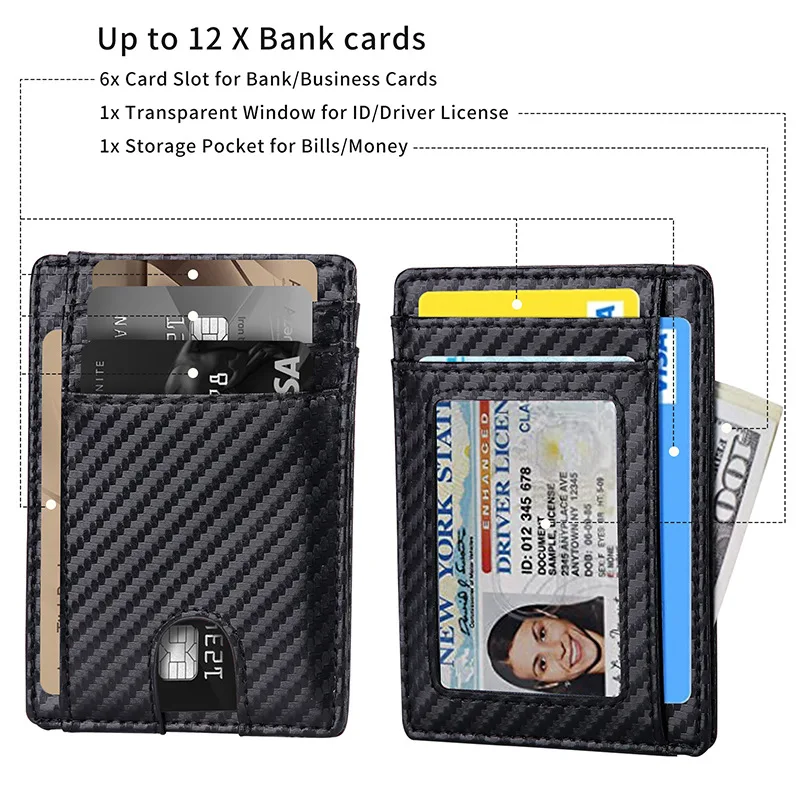 PU Leather Slim Thin Credit Card Holder Mini Wallet Case Card Holder Credit  Card 