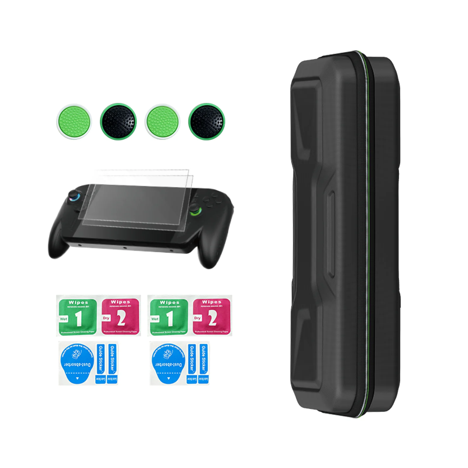 ROG Xbox Ally / Ally X용, 4 in 1 액세서리 키트, 스크린 보호필름 및 조이스틱 캡&닦이 포함된 휴대용 케이스 보관 가방