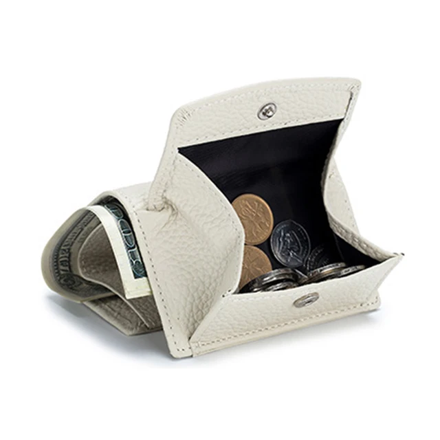 New Women Genuine Leather Purses Female Cowhide Wallets Lady Small Coin Pocket Rfid Card Holder Mini Money Bag Portable Clutch off white