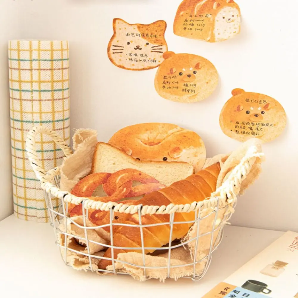 

Cartoon Notepad Bread Toast Shape Sticky Notes Making Journaling Plan Sticker Remember Words Message Paper Agenda Organizer