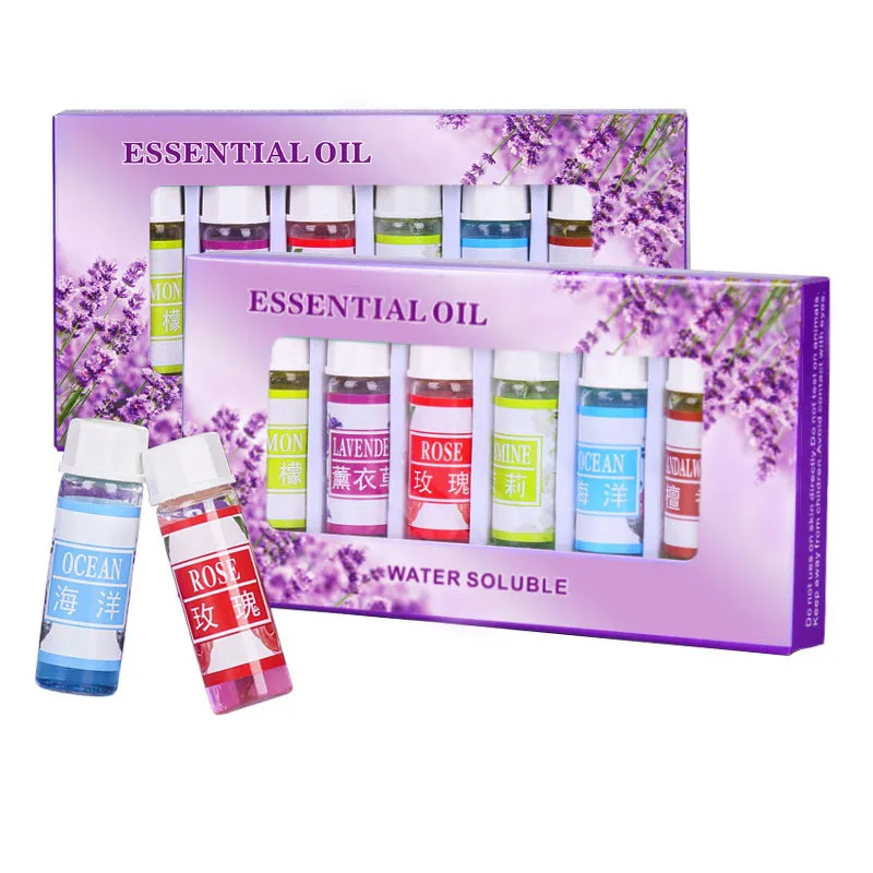 6pcs/set Aromatic Fresh Humidifier Aromatherapy Machine Natural Aroma Essential Oil Six Flavors 5ml Rose Orange Ocean essential oil set