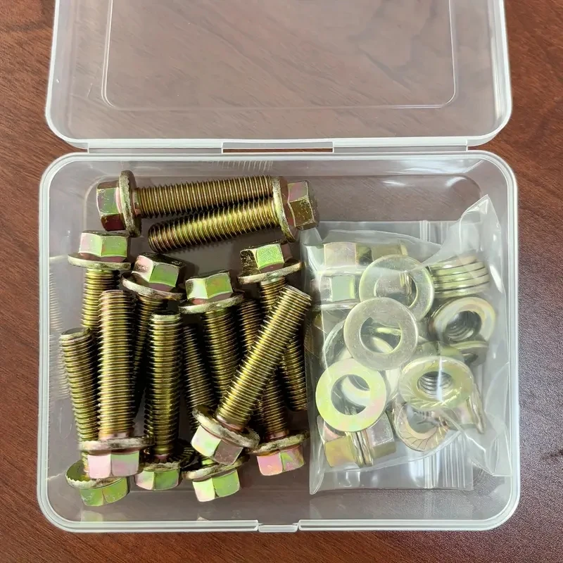 M10 Flange bolt and nut Kit, Grade 8.8 carbon steel with hexagonal cap, full and half threaded-includes washer.