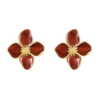 Fashion Korean Women Retro Drip Glaze Red Flower Earrings Women for Delicate Earrings Luxury Couple Engagement Jewelry Gift - Image 6
