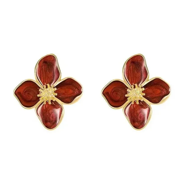 54115-06e304.jpg Fashion Korean Women Retro Drip Glaze Red Flower Earrings Women for Delicate Earrings Luxury Couple Engagement Jewelry Gift