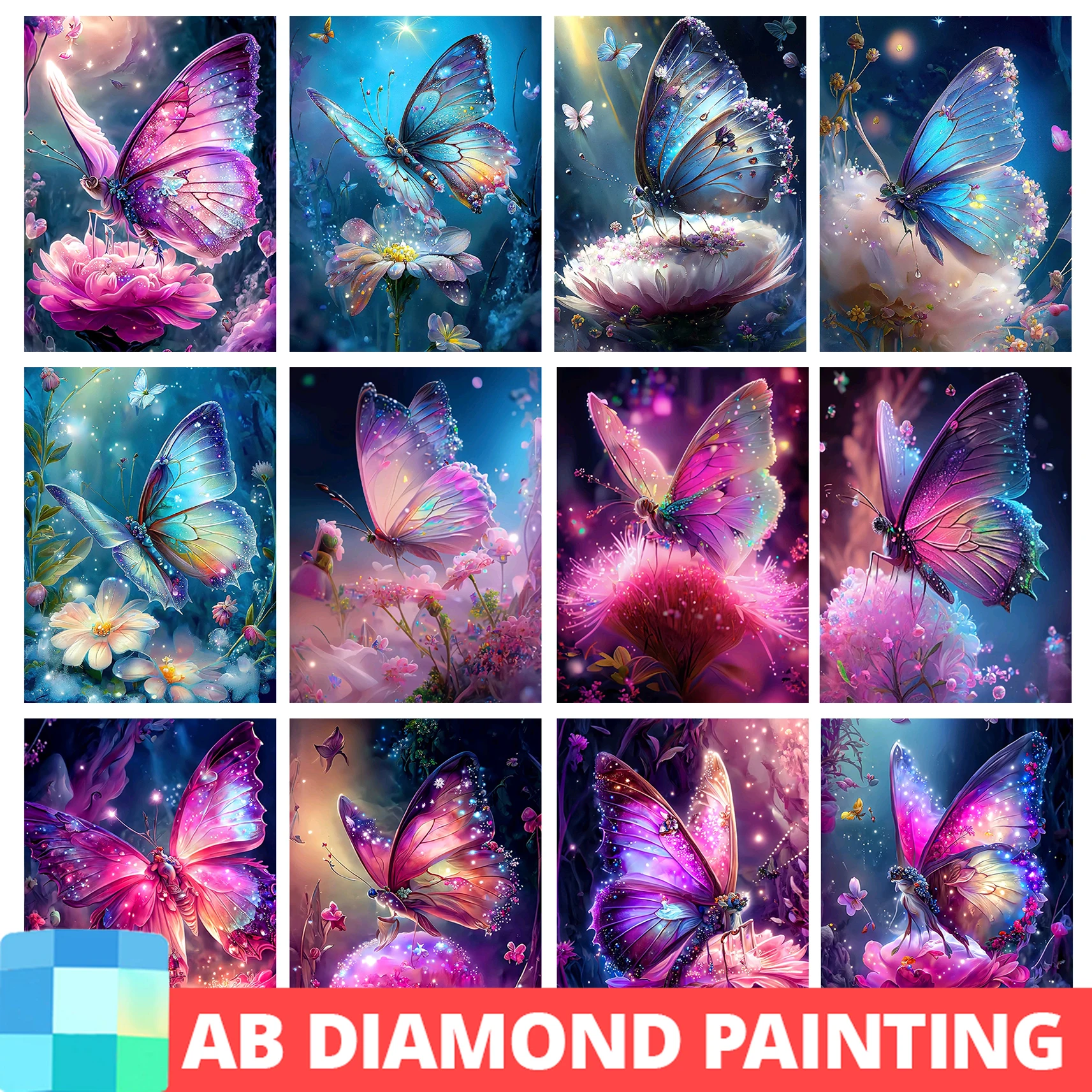 Diamond Painting Schmetterling 30x40cm - Rund Diamant Malerei Set Für Erwachsene