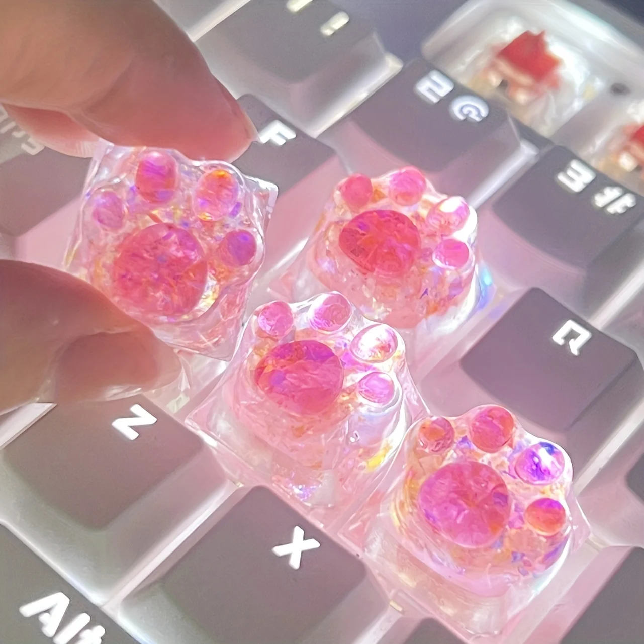 4pcs-Pink crystal