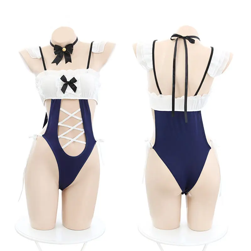 Lingerie Maid Cosplay Lolita Outfit Cat Costumes Hollow Japanese Swimsuit One Piece Bandage Bodysuit lolita dress lolita suspender dress lolita cosplay costumes suspender dress