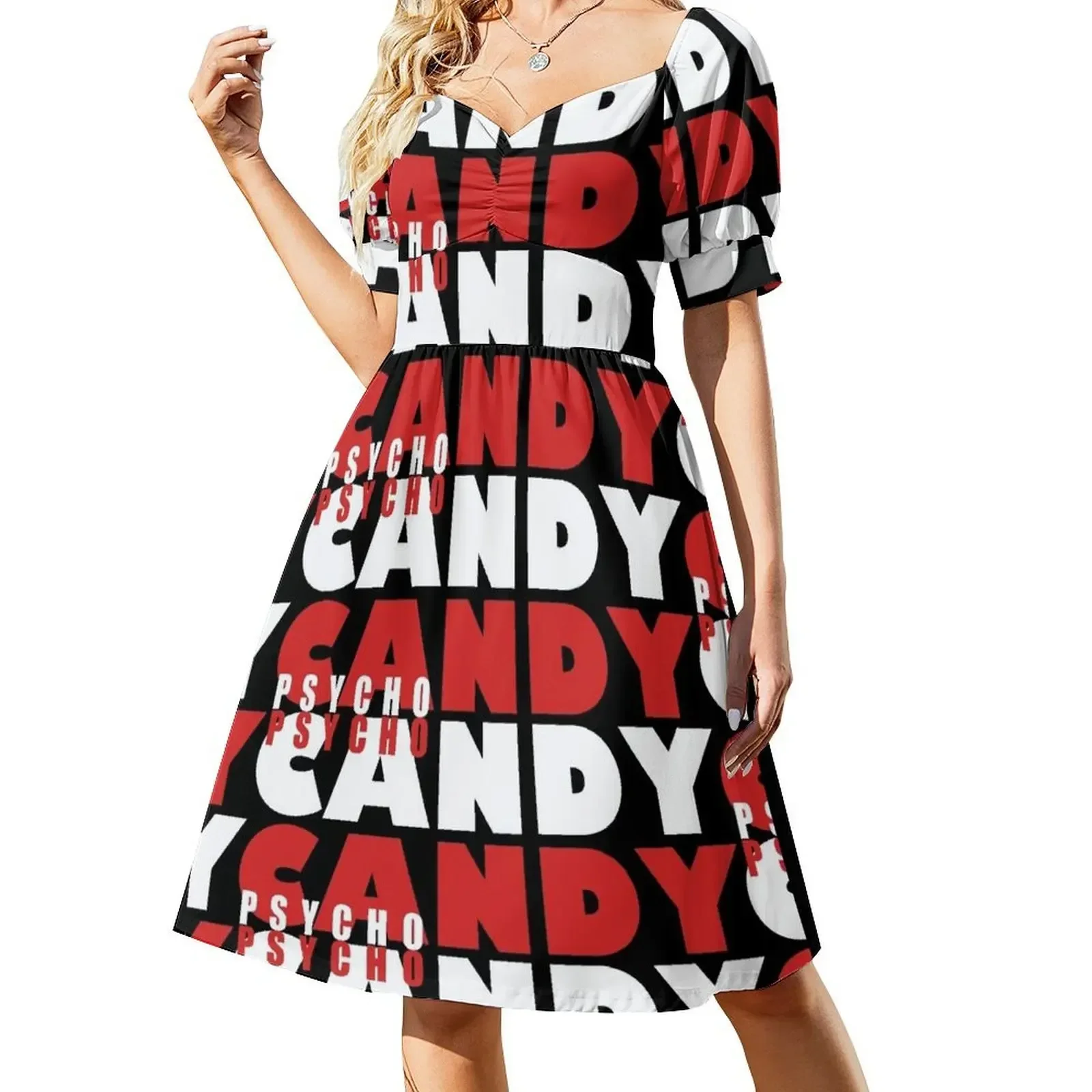 thumbnail image 1 of Vestido de manga corta Psycho Candy para mujer, vestido largo de verano, vestido largo de verano coreano para mujer., 1 of 7