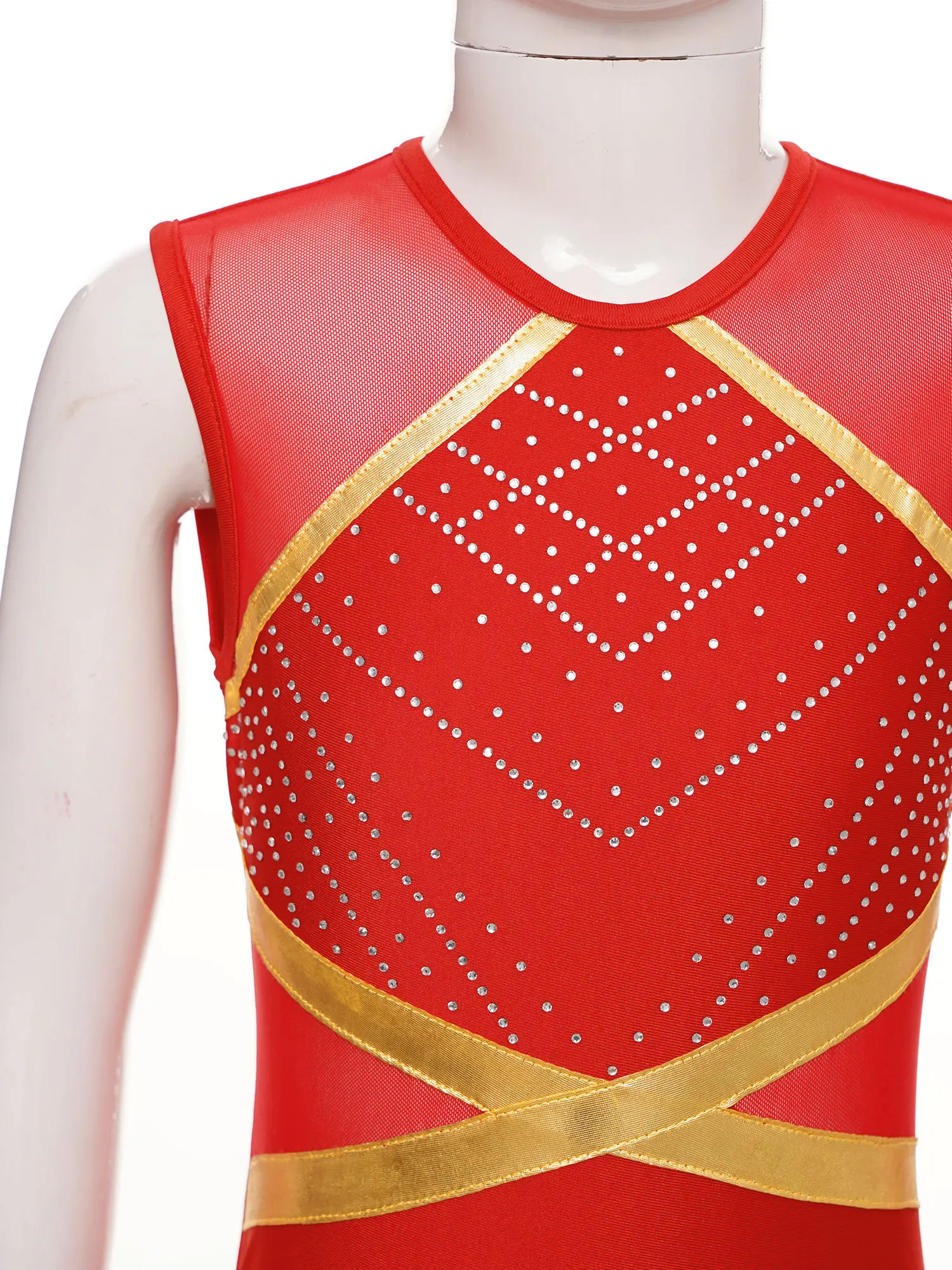 Children Dance Leotards Kids Girls Gymnastics Leotard Keyhole Back Patchwork Sleeveless Figure Skating Bodysuit with Shorts for Ballet Dance Jumpsuit