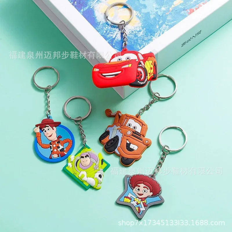 

Disney Pixar Car Lightning McQueen Mater Jackson Glass Cabochon Keychain Bag Car Key Chain Ring Holder Charms Key Chains Gift