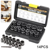 14 шт., набор головок для извлечения гаек и болтов, инструмент для ремонта автомобиля, набор ударных головок 6,35-19 мм, стальные ручные инструменты Cr-Mo