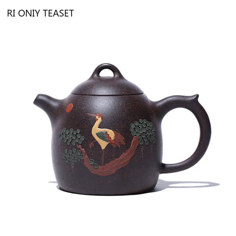 

310ml Classic Yixing Purple Clay Tea Pot Raw Ore Black Gold Sand Teapots Zisha Dragon Egg Filter Kettle Household Tea Set