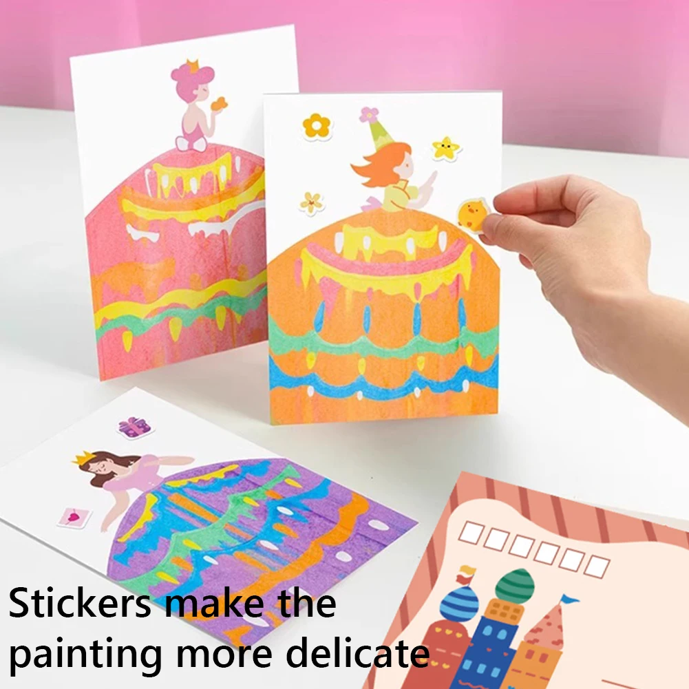 Scratch Art Painting Rainbow Scratch Art Books Interactive Rainbow Scratch Paper Set Squeegee Art Paint Kit for Kids Boys Girls 5