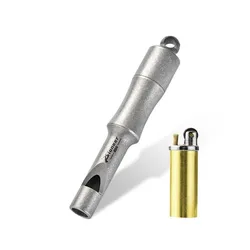 Titanium Alloy Multifunctional Outdoor Survival Whistle with Waterproof Lighter (A)