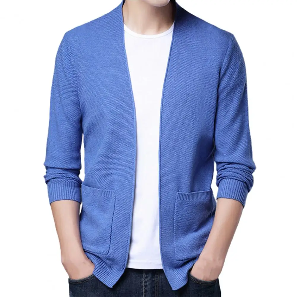 

Spring New Men's Sweater Cardigan Thin Coat Korean Version Slim Solid Color Jacket Men's Sweater Bottom Shirt Knitwear Cardigan