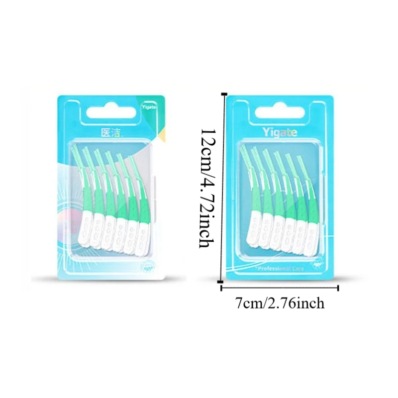 60개입 치간 실리콘 치간 칫솔 부드러운 칫솔모 잇몸 민감성 교정용 치간 칫솔 치아 청소