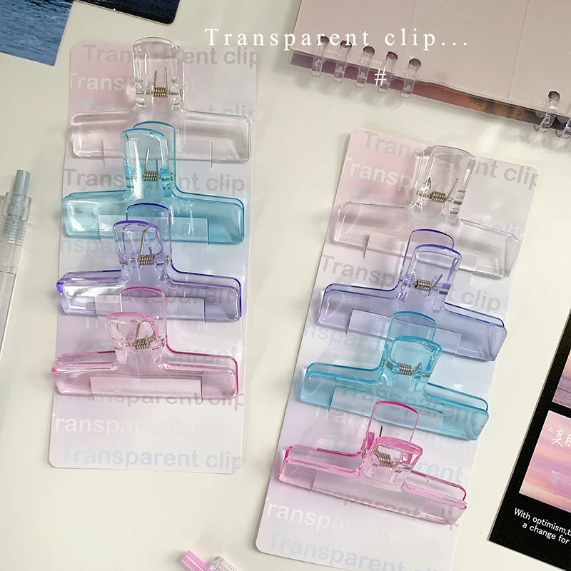 Binder Clips Kawaii Transparent Colorful Paper Clips for File Documents Tickets