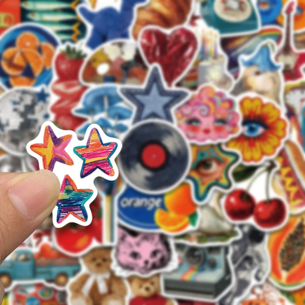 50개 빈티지 Y2K 스타일 시리즈 스티커, 휴대폰 케이스, 노트북, 물병, 스케이트보드 장 방수 스티커
