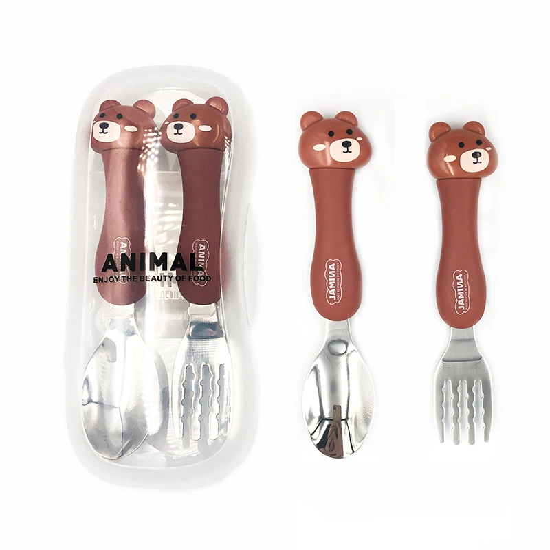 Tableware Cartoon Kids Spoon and Fork Set Dessert Spoon for Children Fork Baby Gadgets Children's Cutlery for Kids