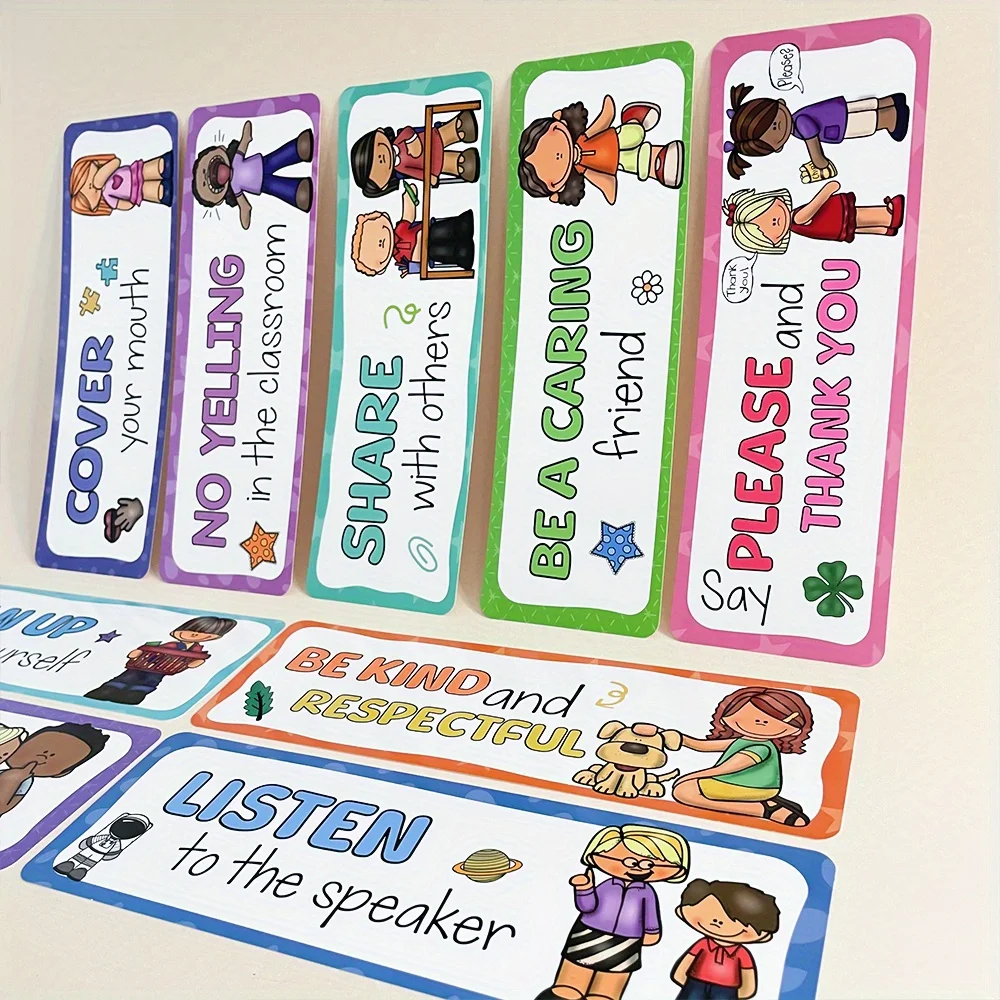 Educational Learning Toy 16 Pcs Classroom Rules Learning English Cards Bulletin Board Set Classroom Decor Behavior Rules Developing Teacher Teaching Aids