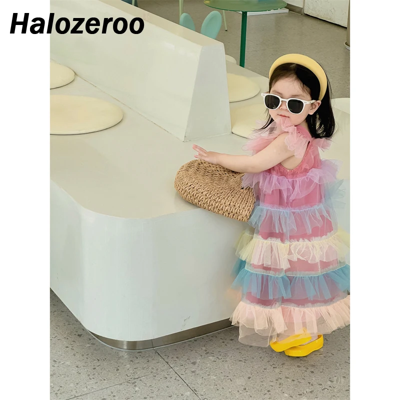 

Summer New Baby Girl's Princess Dress Children Fashion Dress Kids Skirts Toddler Layered Dress Sweet Suspender Party Lace Dress