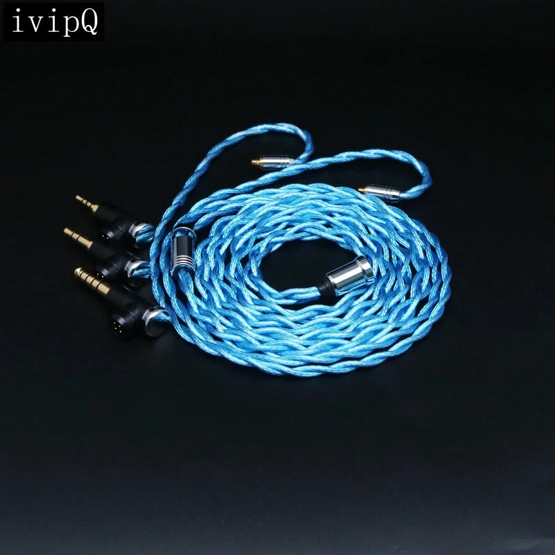 Ivipq-シルバーメッキイヤホンアップグレードケーブル、シルバー
