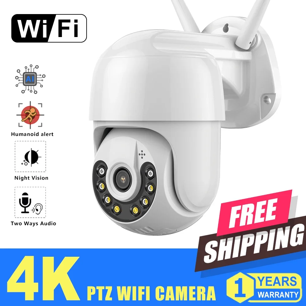 

IP Wifi Camera Wireless 2MP 4MP 8MP Outdoor Digital Zoom PTZ IP Camera Wifi Audio AI Human Detection CCTV Surveillance IP Camera