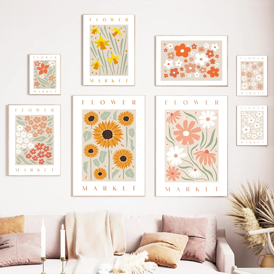 Mercato Dei Fiori Forme Di Girasole Citazione Wall Art Poster Stampe Nordic Canvas Painting Immagini Astratte Per Soggiorno Home Decor