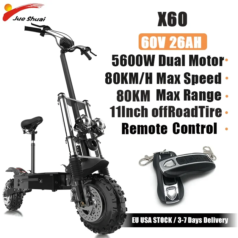 HWWH Trotinette Electrique Adulte Puissante Scooter Electrique Double  Moteurs 2 Roues 11in Pneus Hors Route 60V 33Ah Batterie au Lithium Haute  Capacité Autonomie de 90 km : : Sports et Loisirs