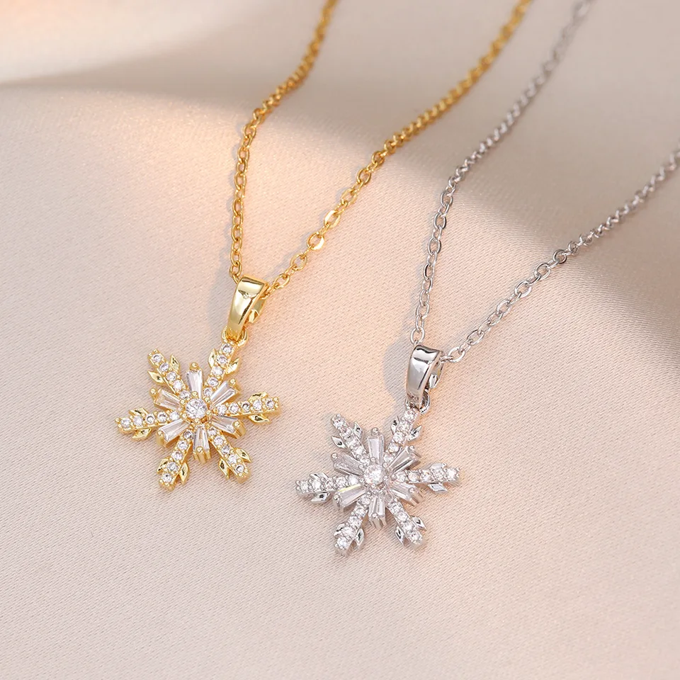 COLORFUL BLING Frozen Snowflake Crystal Zircon Necklace Set - Adjustable Clavicle Chain For Women & Girls - View #11