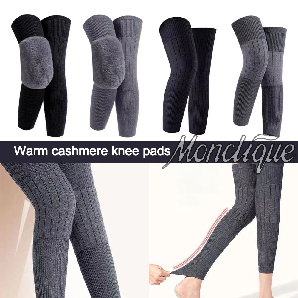 Thickened Warm Knee Pads Windproof Coldproof Velvet Winter Elastic Legs Knee Sleeve Unisex for Fitness Running Office Workers